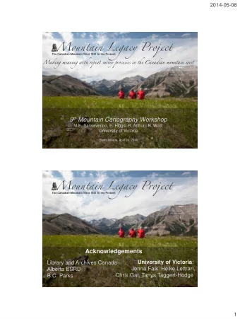 Mountain Legacy Project  The Canadian Mountain West 1861 to the Present  Making meaning with repeat