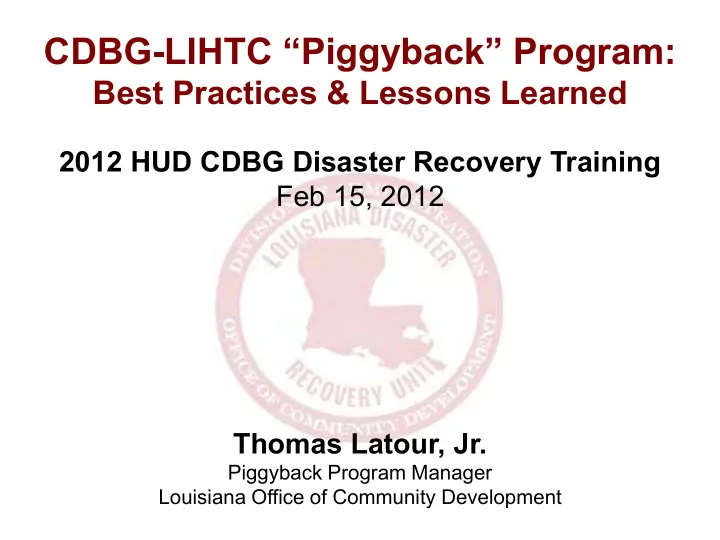 cdbg lihtc piggyback program