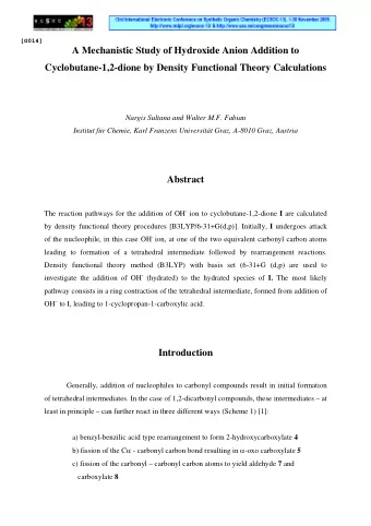[G014]  A Mechanistic Study of Hydroxide Anion Addition to  Cyclobutane-1,2-dione by Density