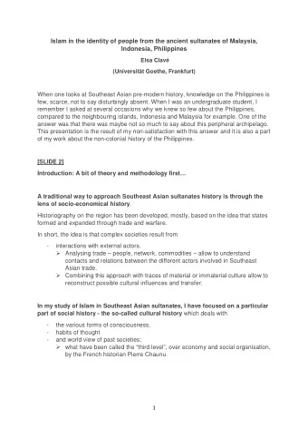 Islam in the identity of people from the ancient sultanates of Malaysia,  Indonesia, Philippines