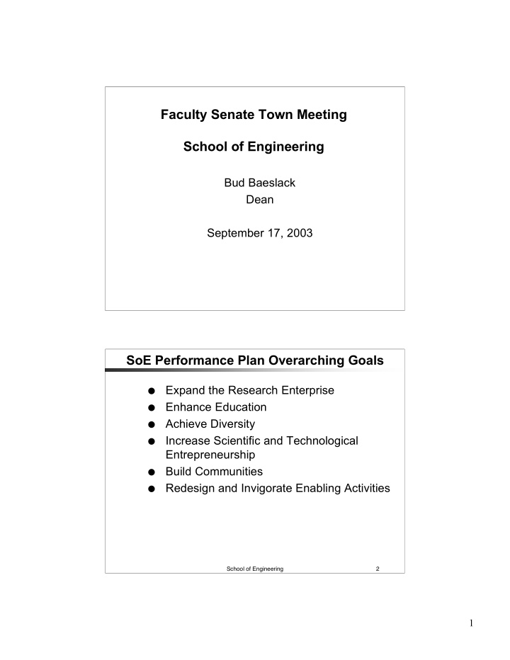 faculty senate town meeting school of engineering