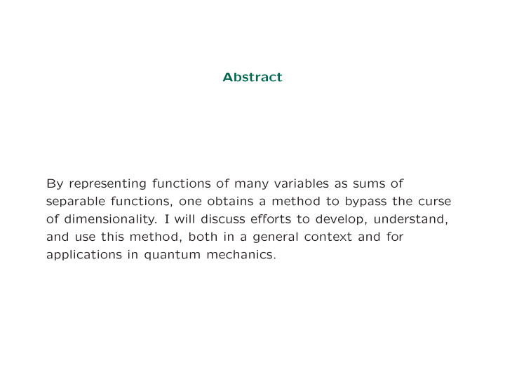 abstract by representing functions of many variables as