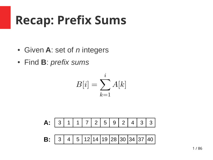 recap prefix sums