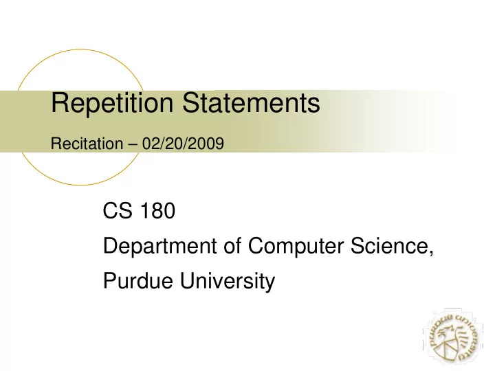 repetition statements