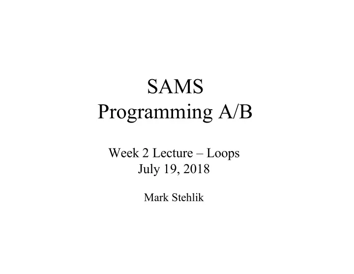 sams programming a b