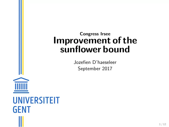 improvement of the sunflower bound