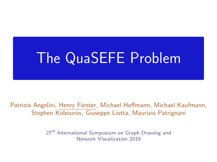 the quasefe problem