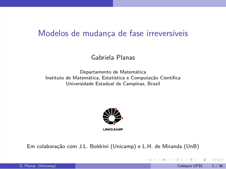 modelos de mudan ca de fase irrevers veis