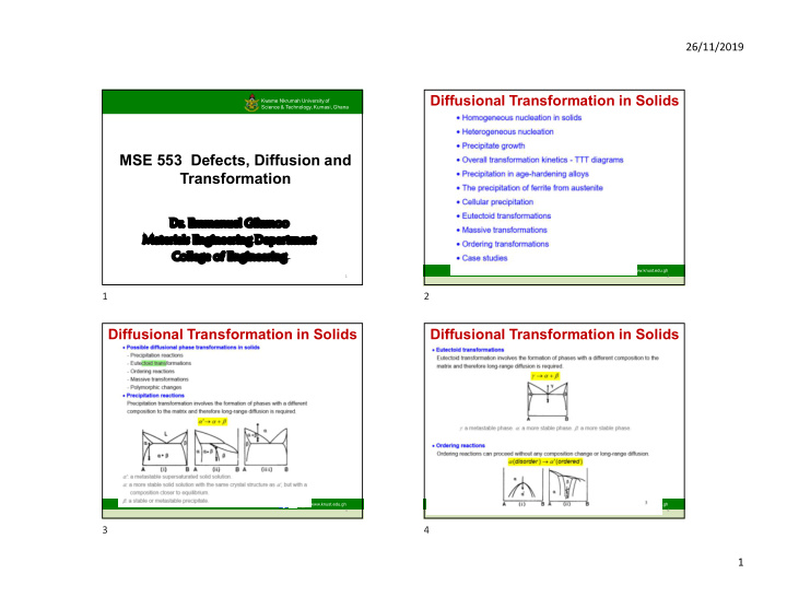 mse 553 defects diffusion and transformation