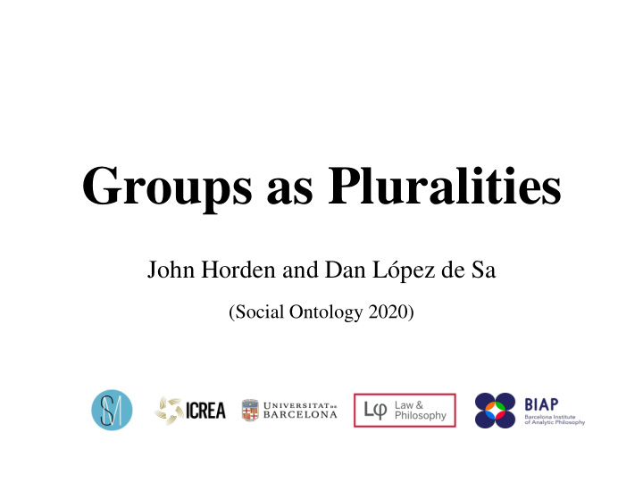 groups as pluralities