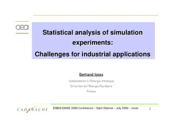 Statistical analysis  analysis of simulation  of simulation  Statistical  experiments:  :