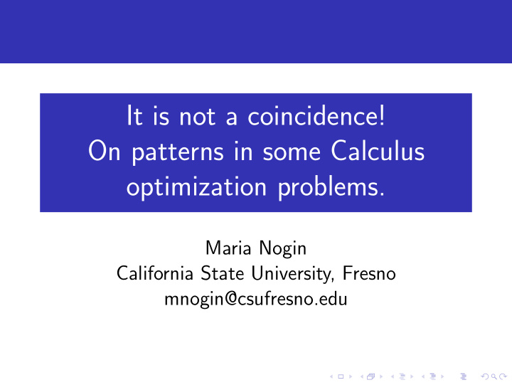 it is not a coincidence on patterns in some calculus