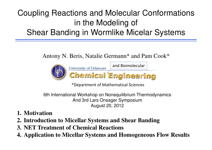coupling reactions and molecular conformations in the