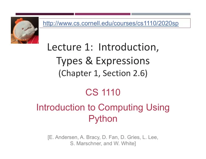 lecture 1 introduction types expressions
