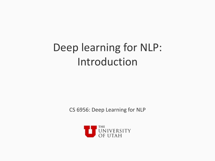 deep learning for nlp introduction