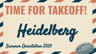 Heidelberg  Summer Orientation 2020  SESSION FACILITATOR  Natalie Forde  Assistant Director of