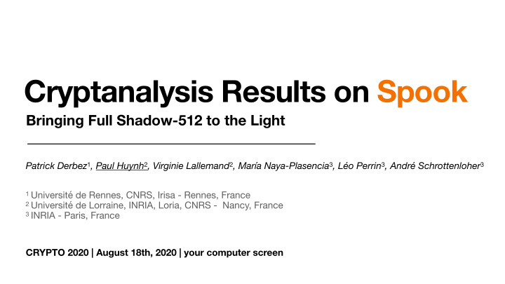 cryptanalysis results on spook