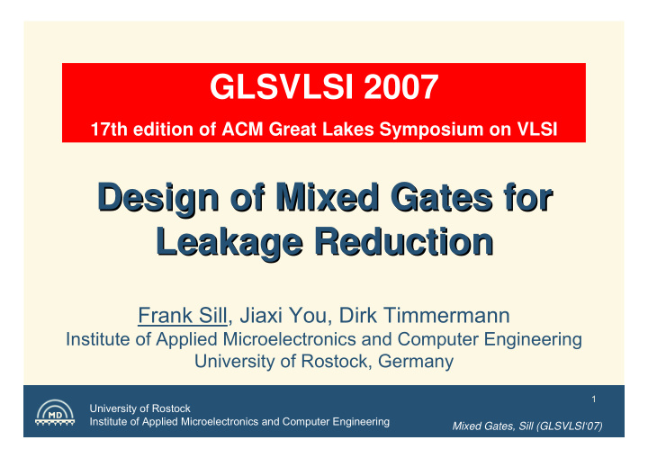design of mixed gates for design of mixed gates for