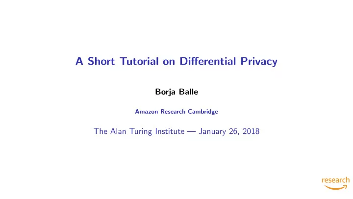 a short tutorial on differential privacy