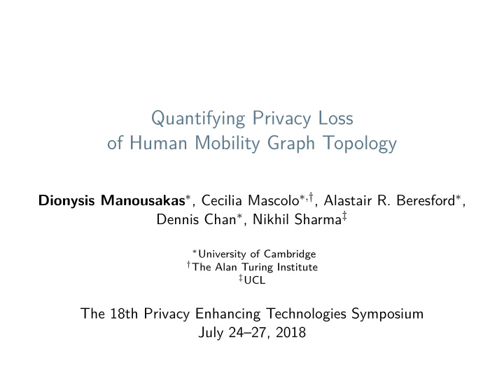 quantifying privacy loss of human mobility graph topology
