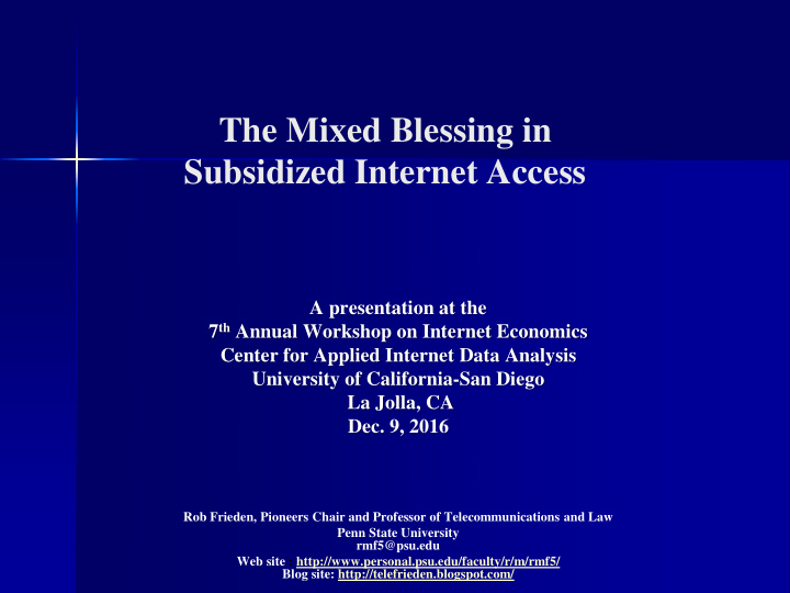 the mixed blessing in subsidized internet access