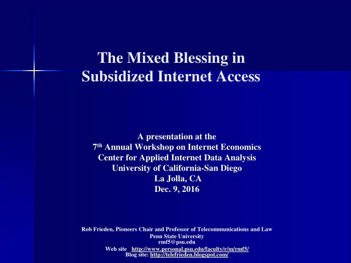 the mixed blessing in subsidized internet access