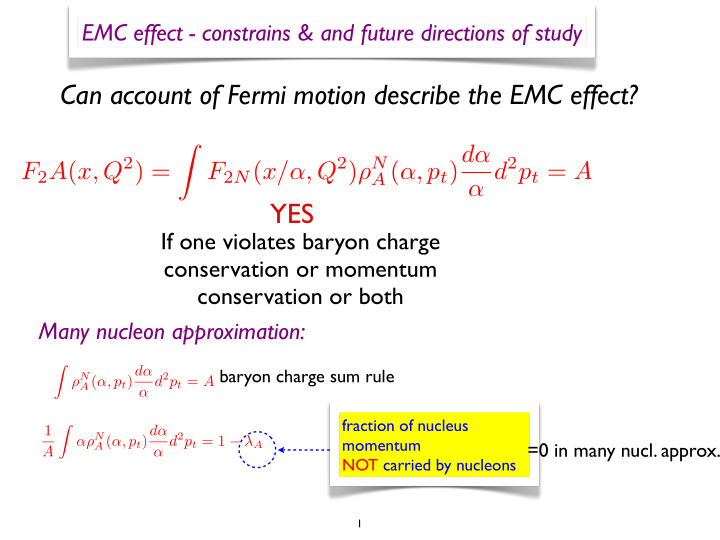 can account of fermi motion describe the emc effect