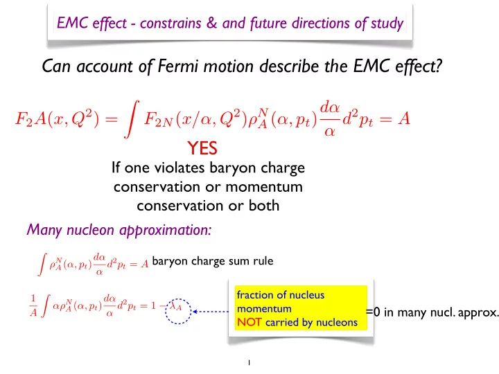 can account of fermi motion describe the emc effect