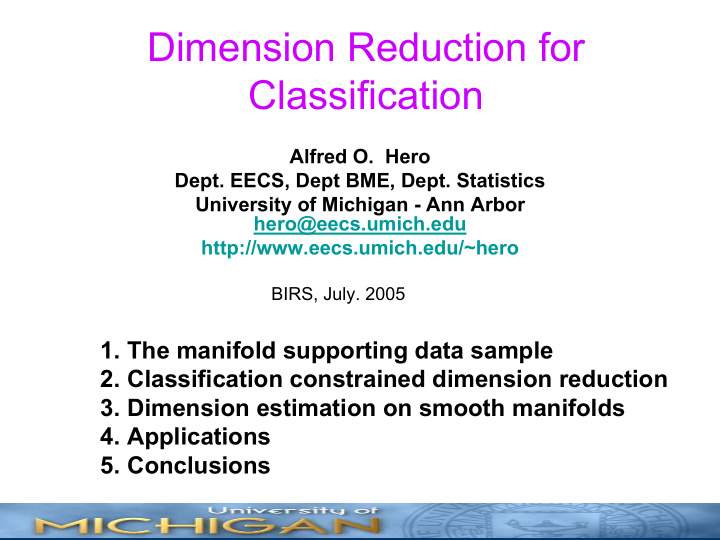 dimension reduction for classification