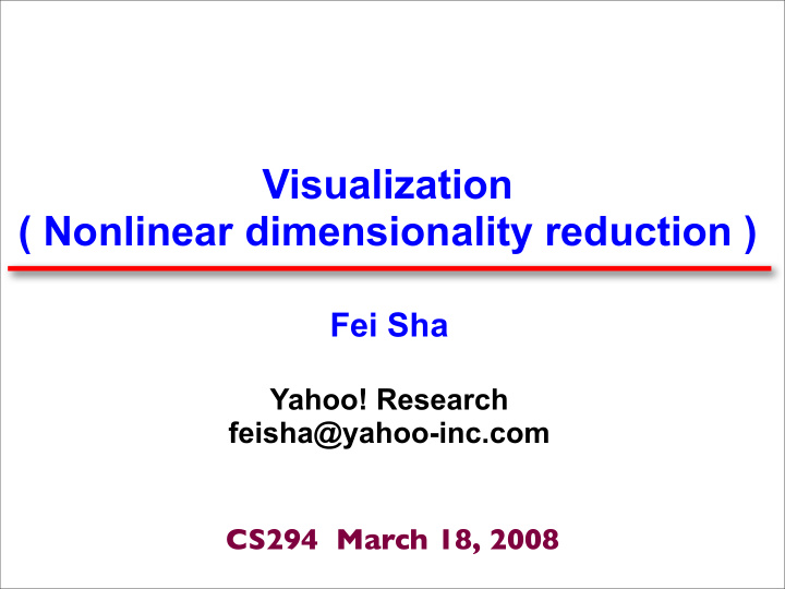 visualization nonlinear dimensionality reduction