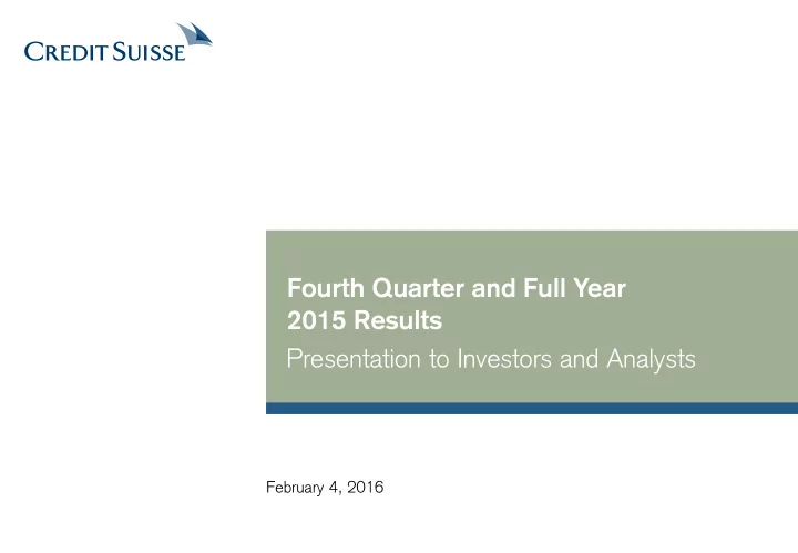 fourth quarter and full year