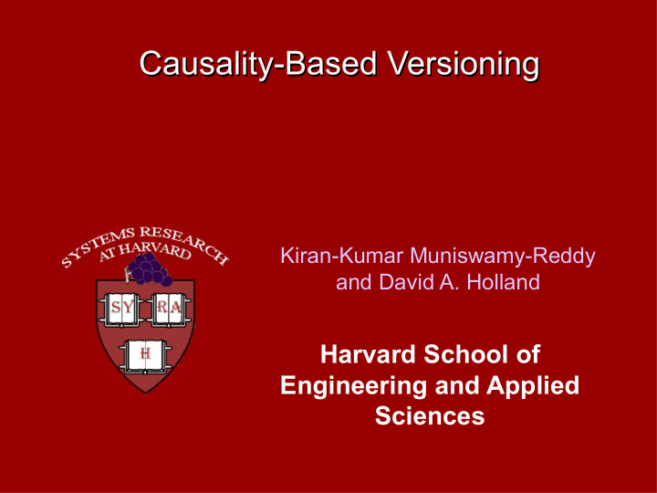 causality based versioning causality based versioning