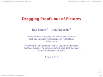 Dragging Proofs out of Pictures Ralf Hinze 1 Dan Marsden 2 1 Institute for Computing and