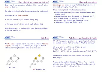 How efficient are binary search trees?  Balanced search trees  Balancing a tree means to keep the