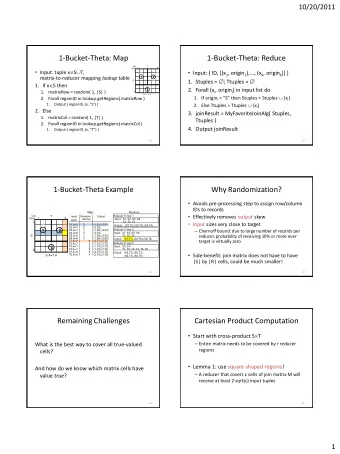 1-Bucket-Theta: Map  1-Bucket-Theta: Reduce  Col  T  1  6  Row  Input: tuple x  S  T,