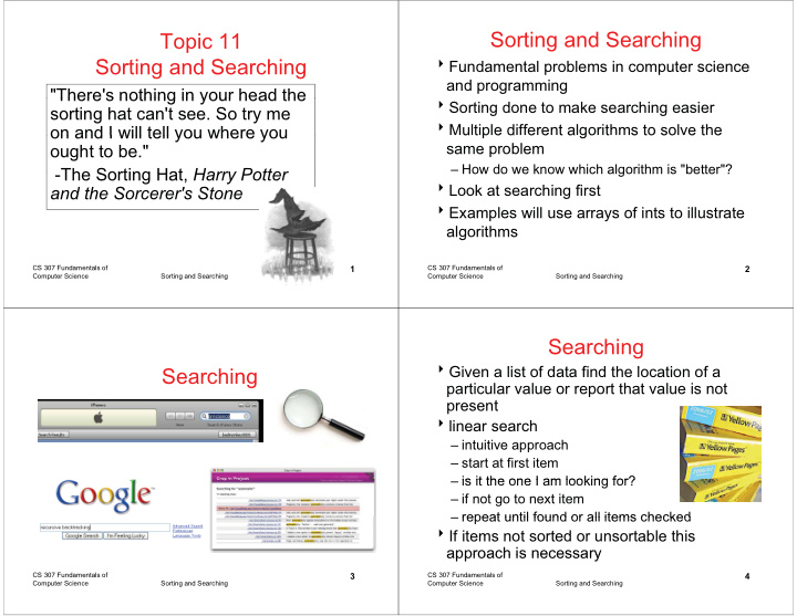 sorting and searching topic 11 sorting and searching s ti