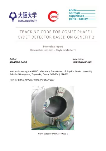 TRACKING CODE FOR COMET PHASE I  CYDET DETECTOR BASED ON GENEFIT 2  Internship report Research