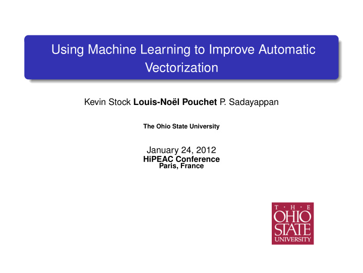 using machine learning to improve automatic vectorization