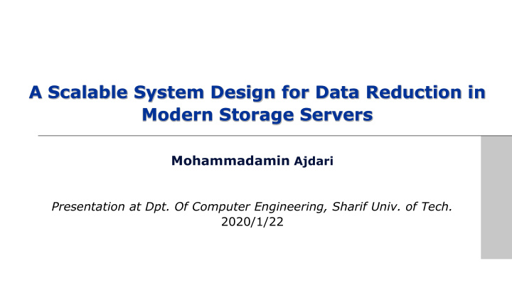 a scalable system design for data reduction in