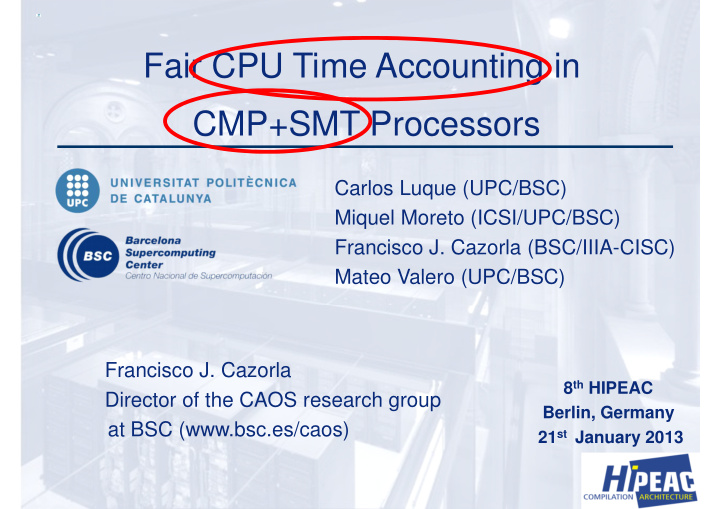 fair cpu time accounting in cmp smt processors