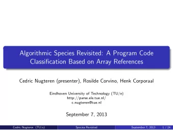 Algorithmic Species Revisited: A Program Code  Classification Based on Array References  Cedric
