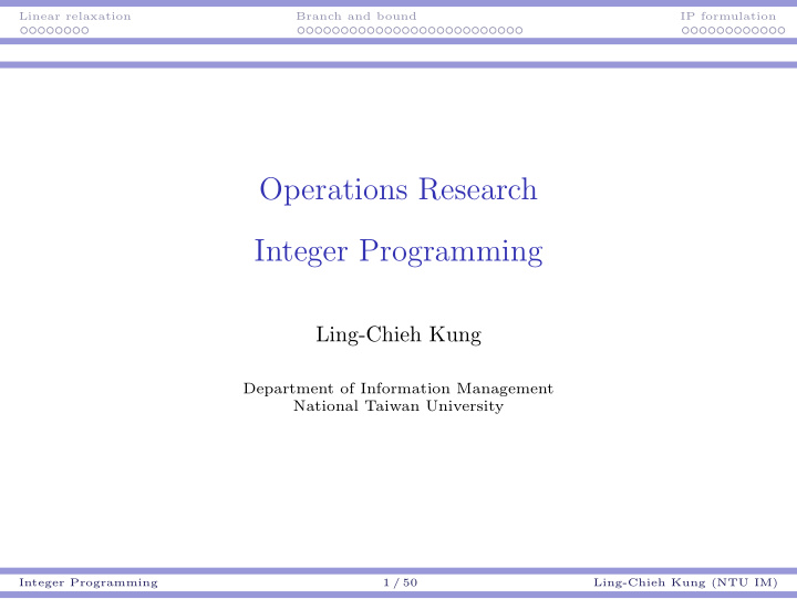operations research integer programming