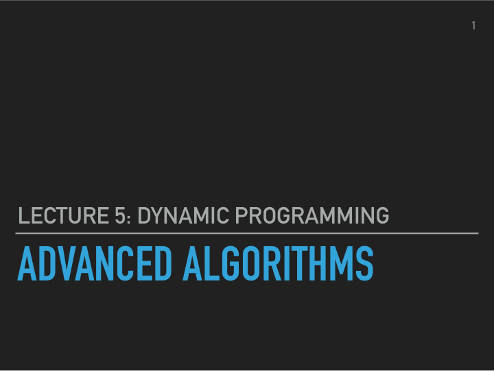 advanced algorithms