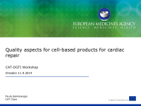 quality aspects for cell based products for cardiac repair