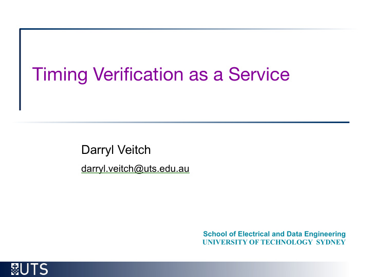 timing verification as a service