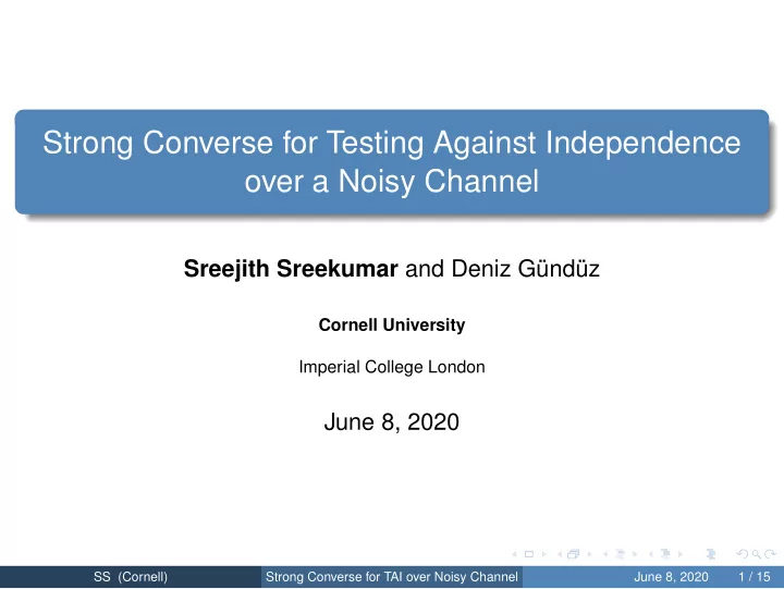 strong converse for testing against independence over a