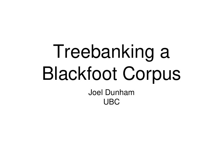 blackfoot corpus