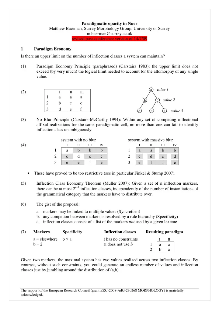 paradigmatic opacity in nuer matthew baerman surrey