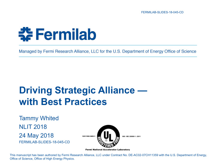 driving strategic alliance with best practices