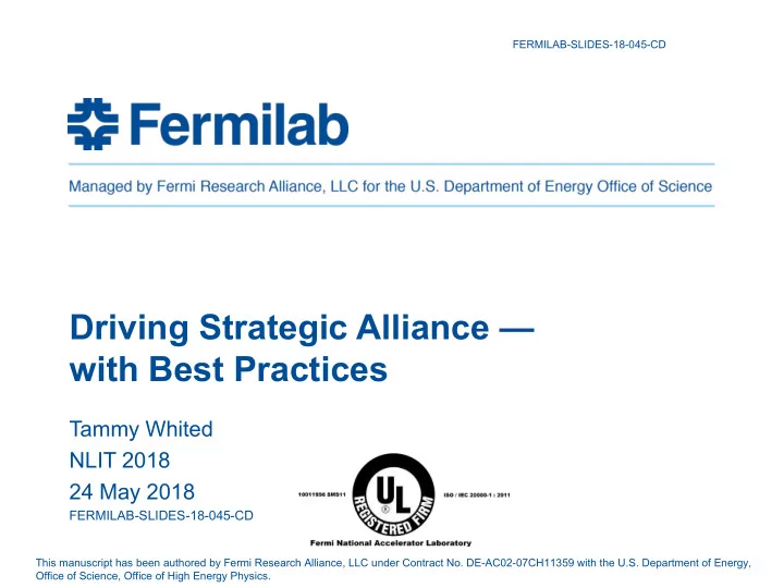 driving strategic alliance with best practices